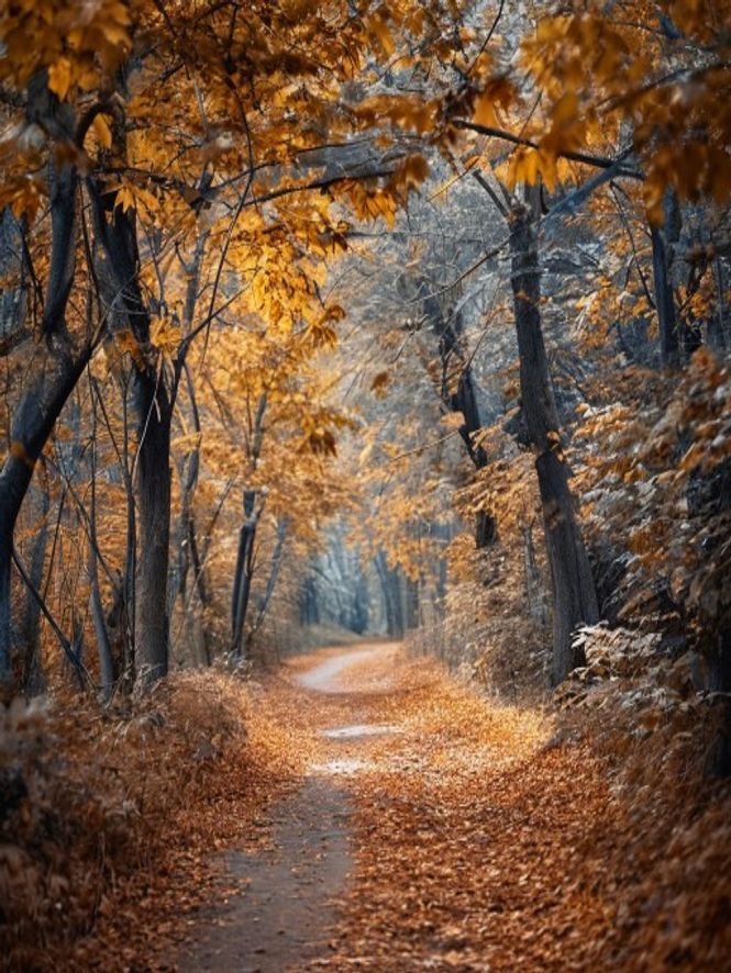 Autumn walking trail with native New Zealand trees displaying golden and amber leaves overhead